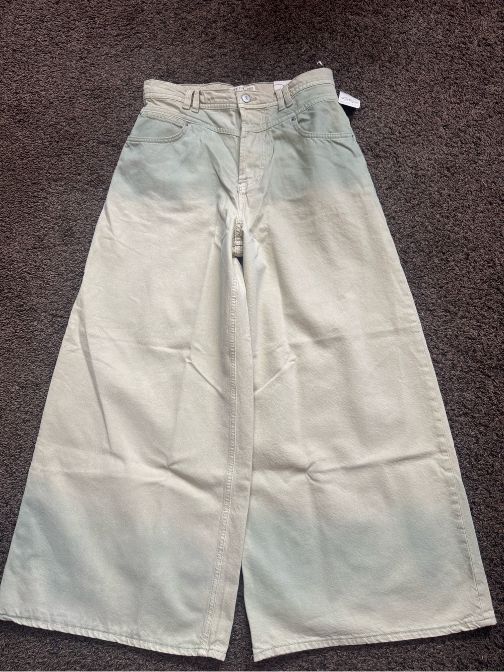 We The Free Give And Take Extra Baggy Wide Leg In The Color Key Lime Pie
